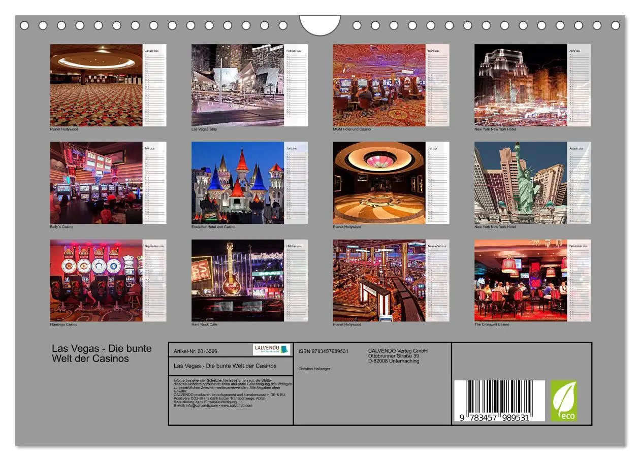 Bild: 9783457989531 | Las Vegas - Die bunte Welt der Casinos (Wandkalender 2026 DIN A4...