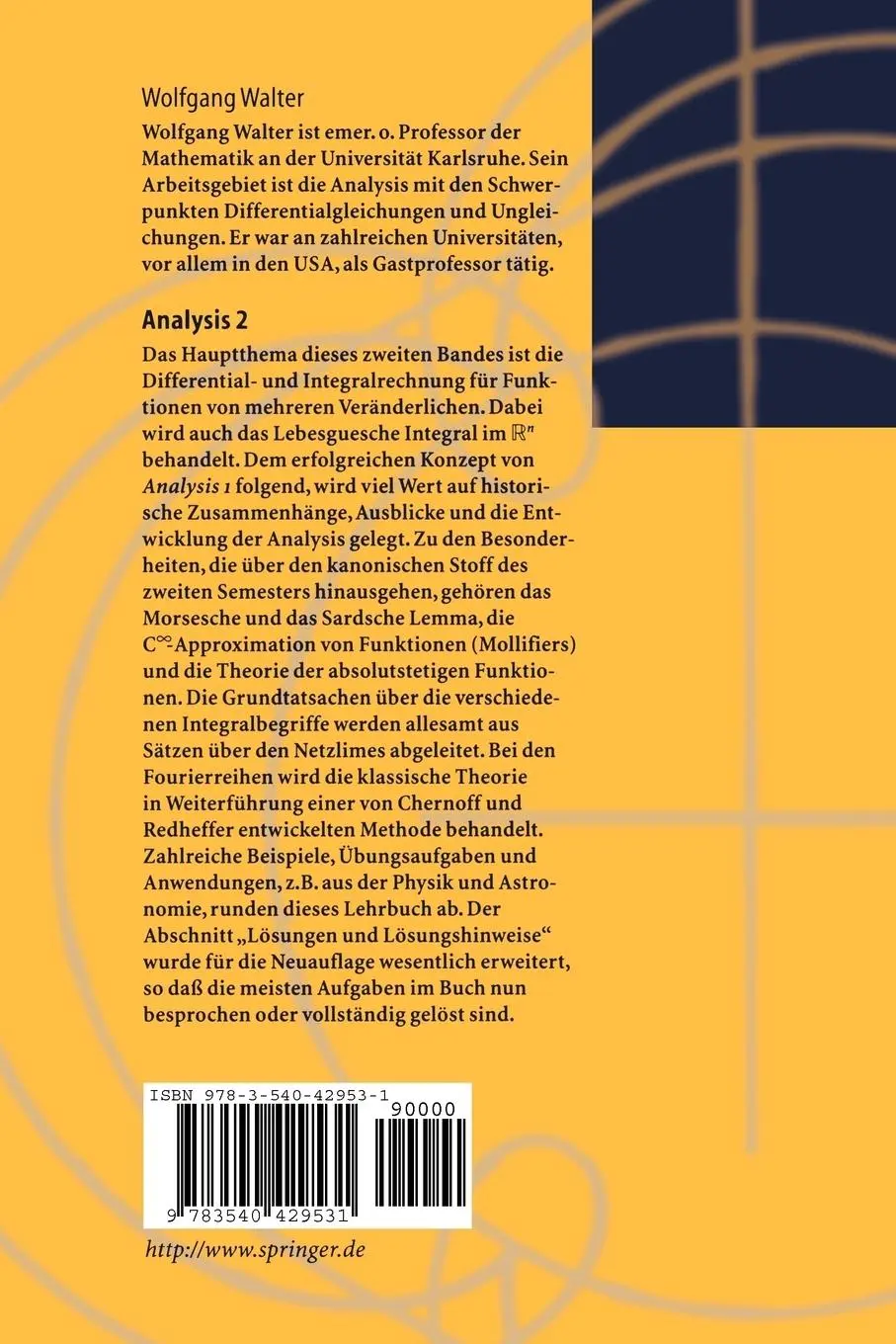 Rückseite: 9783540429531 | Analysis | Wolfgang Walter | Taschenbuch | xvi | Deutsch | 2002