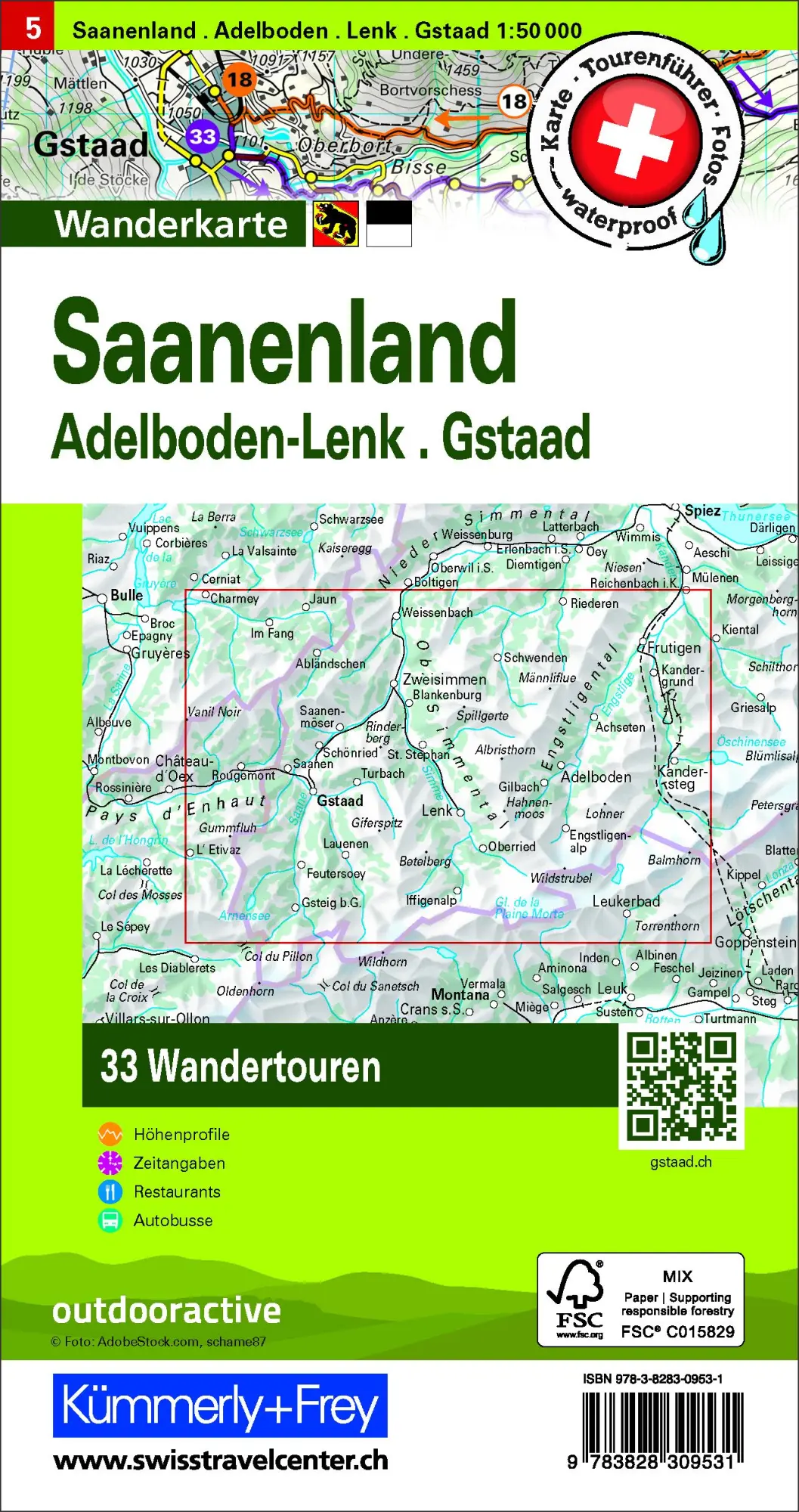 Rückseite: 9783828309531 | Kümmerly+Frey Wandertourenkarte 5 Saanenland 1:50.000 | AG | Deutsch