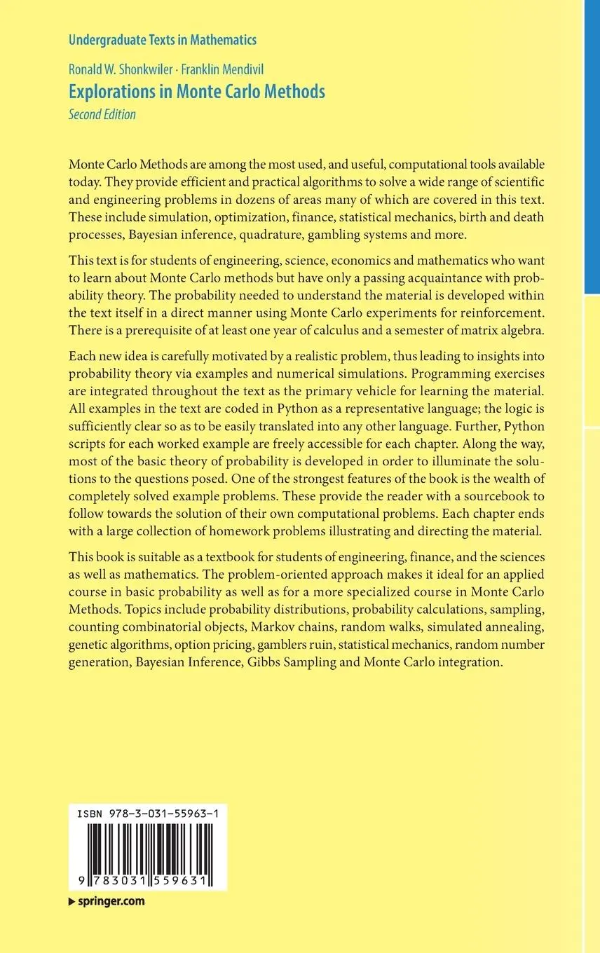 Rückseite: 9783031559631 | Explorations in Monte Carlo Methods | Franklin Mendivil (u. a.) | Buch