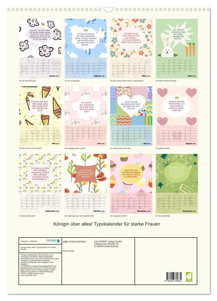 Bild: 9783516379631 | Königin über alles! Typokalender für starke Frauen (Wandkalender...