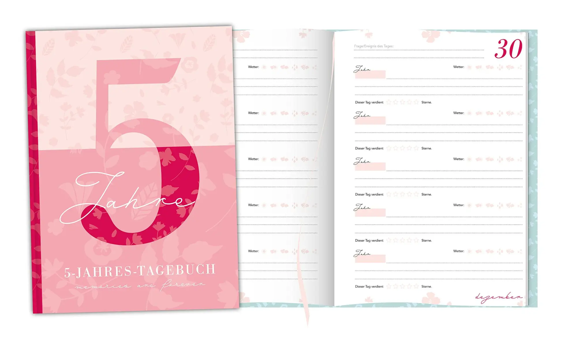 Bild: 9783969669631 | 5 Jahresbuch: Das Tagebuch für 5 Jahre Rosa 5 Jahres Kalender zum...