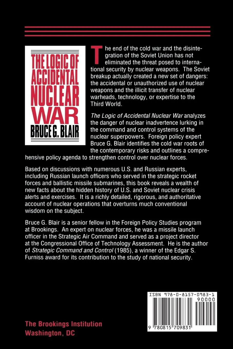 Rückseite: 9780815709831 | The Logic of Accidental Nuclear War | Bruce G. Blair | Taschenbuch