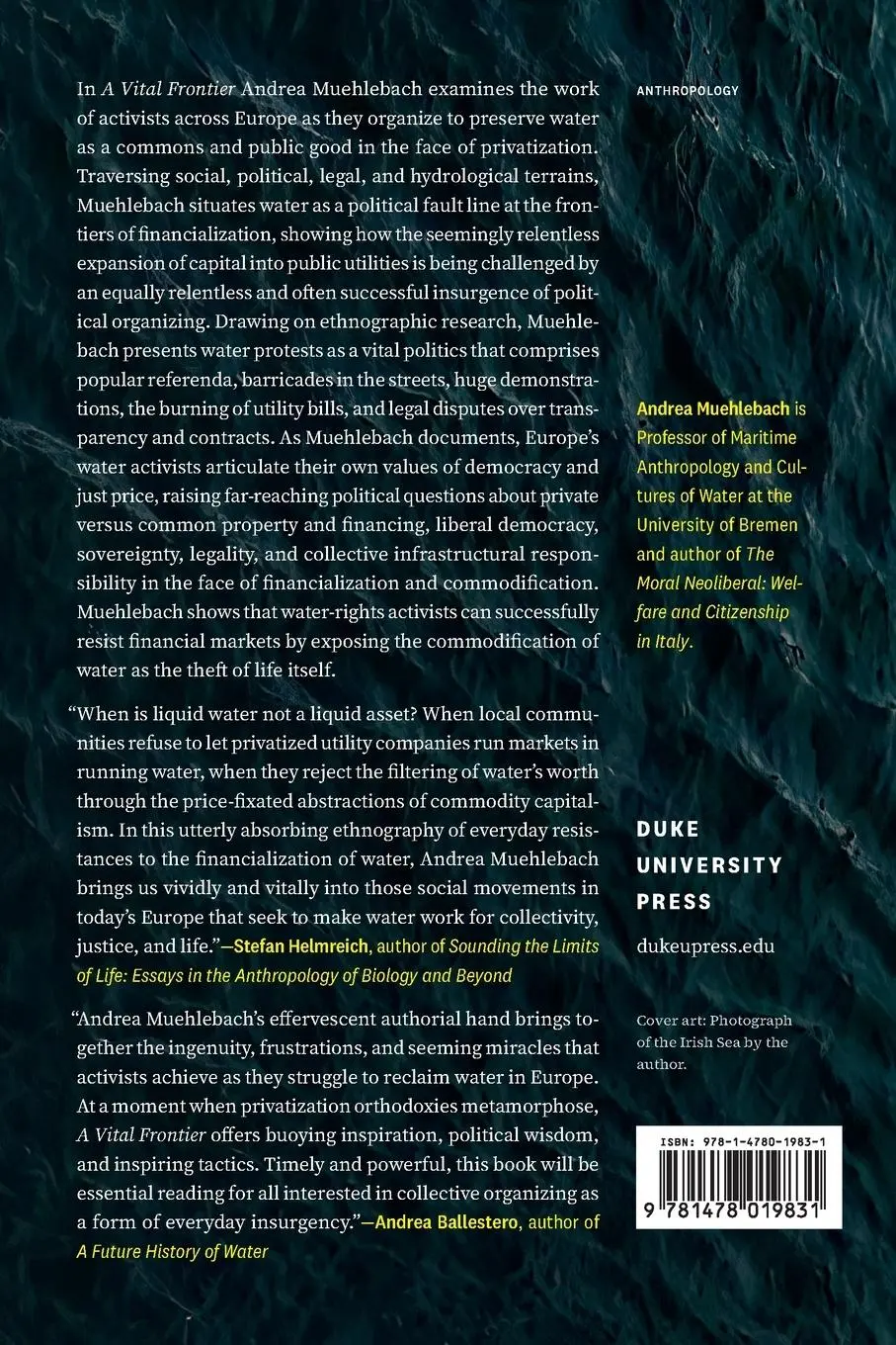Rückseite: 9781478019831 | A Vital Frontier | Water Insurgencies in Europe | Andrea Muehlebach