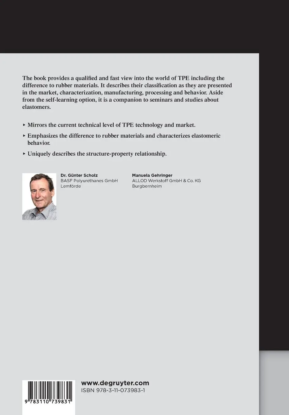 Rückseite: 9783110739831 | Thermoplastic Elastomers | At a Glance | Manuela Gehringer (u. a.)