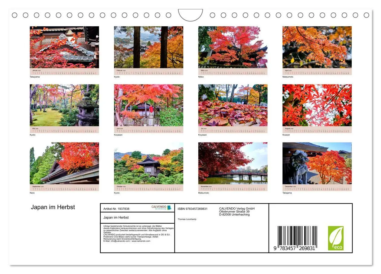 Bild: 9783457269831 | Japan im Herbst (Wandkalender 2026 DIN A4 quer), CALVENDO...