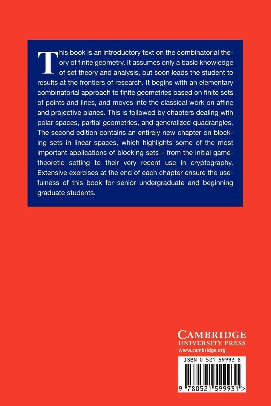 Rückseite: 9780521599931 | Combinatorics of Finite Geometries | Lynn Margaret Batten | Buch