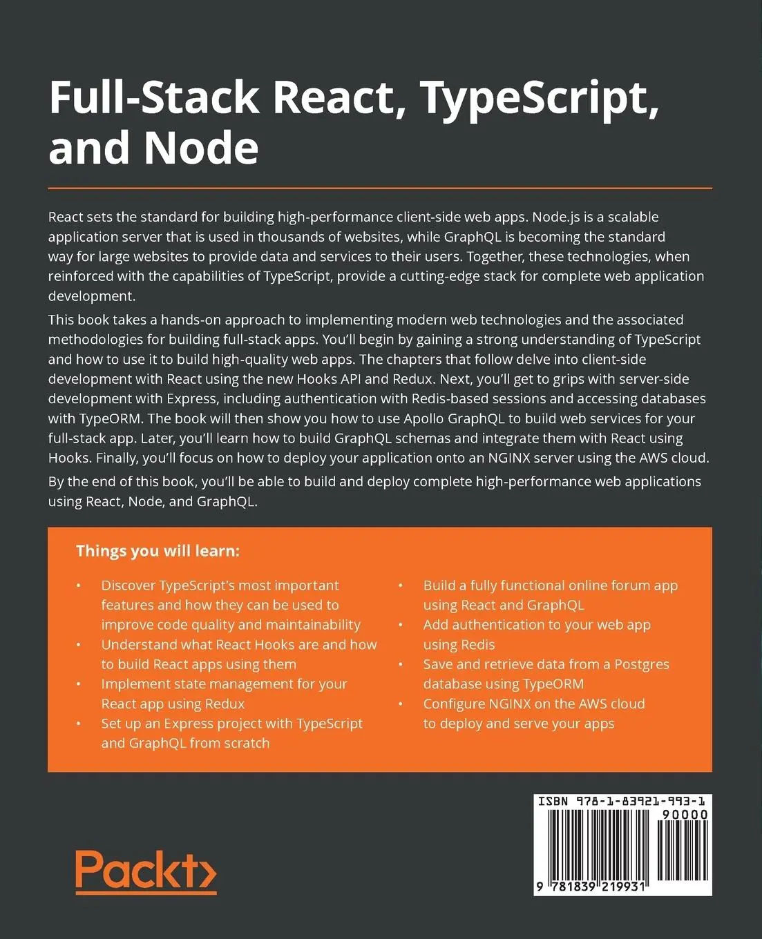 Rückseite: 9781839219931 | Full-Stack React, TypeScript, and Node | David Choi | Taschenbuch