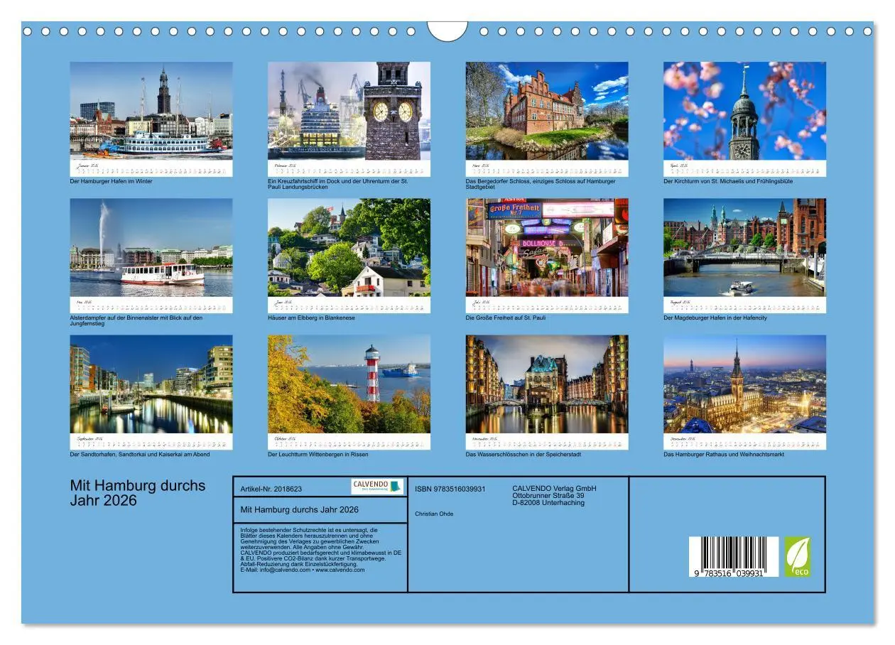 Bild: 9783516039931 | Mit Hamburg durchs Jahr 2026 (Wandkalender 2026 DIN A3 quer),...