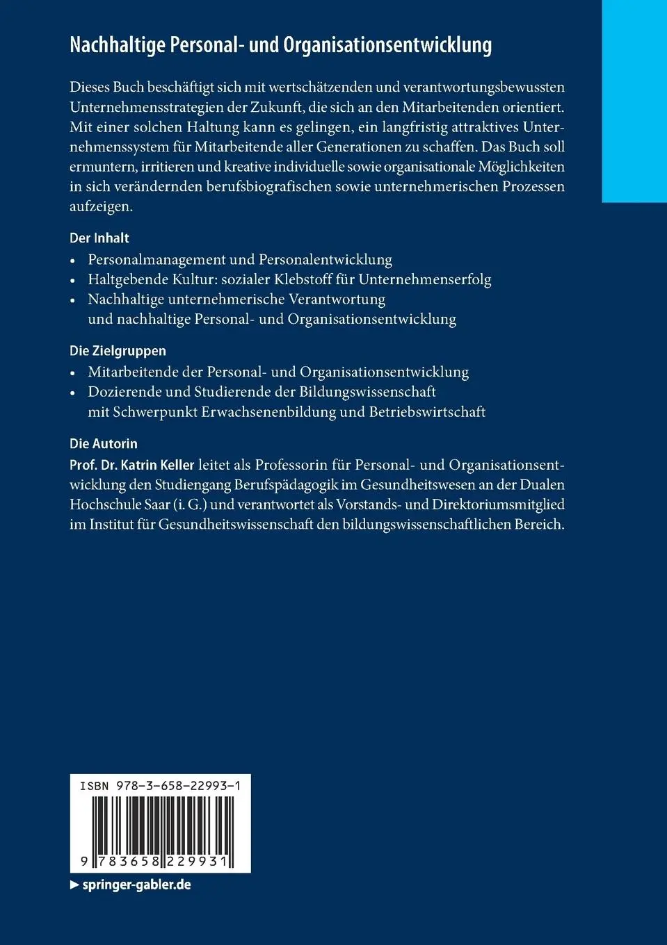 Rückseite: 9783658229931 | Nachhaltige Personal- und Organisationsentwicklung | Katrin Keller