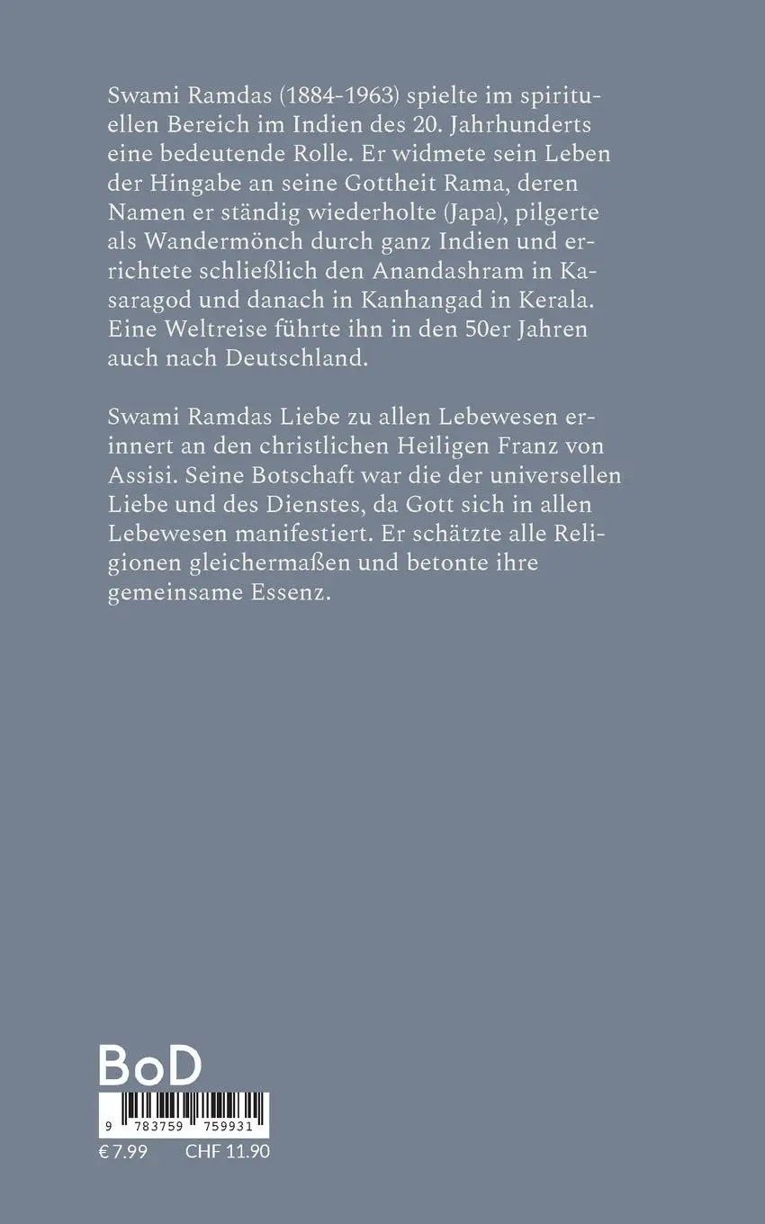 Rückseite: 9783759759931 | Swami Ramdas | Gabriele Ebert | Taschenbuch | Paperback | 118 S.