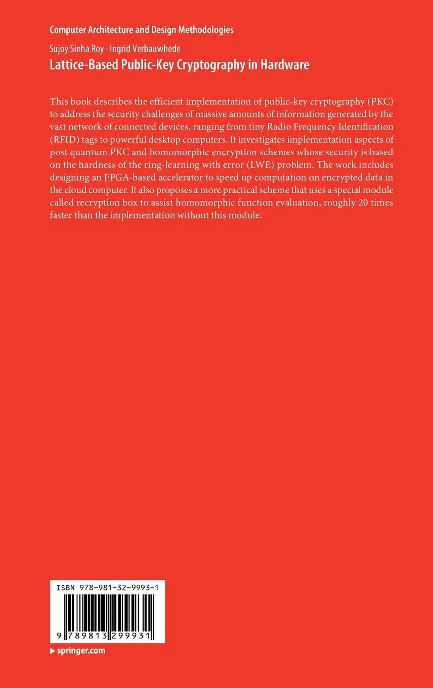 Rückseite: 9789813299931 | Lattice-Based Public-Key Cryptography in Hardware | Buch | xv | 2019