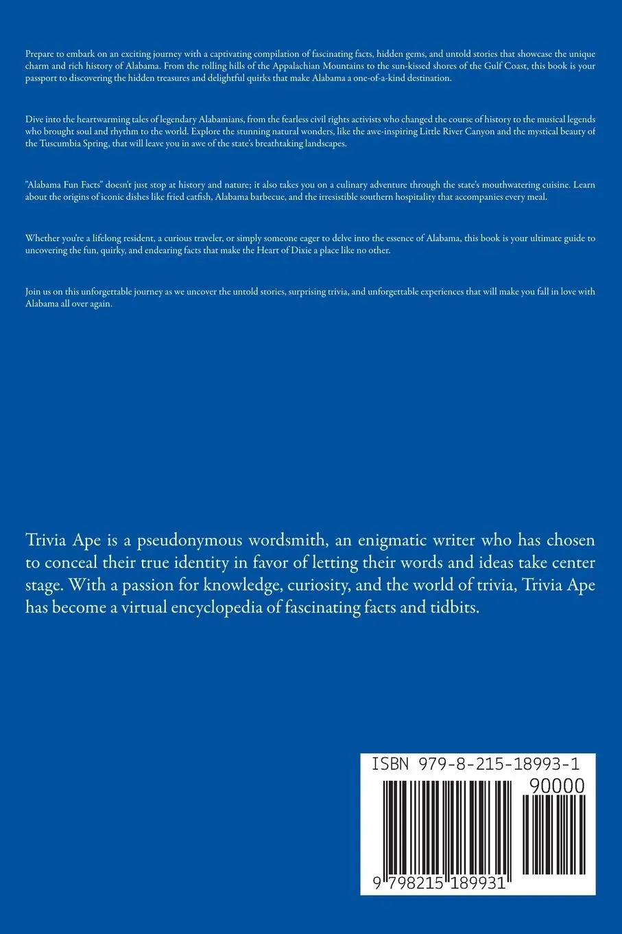 Rückseite: 9798215189931 | Alabama Fun Facts | Trivia Ape | Taschenbuch | Englisch | 2023