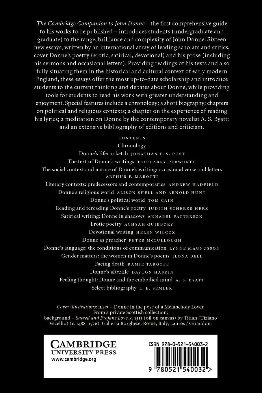 Rückseite: 9780521540032 | The Cambridge Companion to John Donne | Achsah Guibbory | Taschenbuch