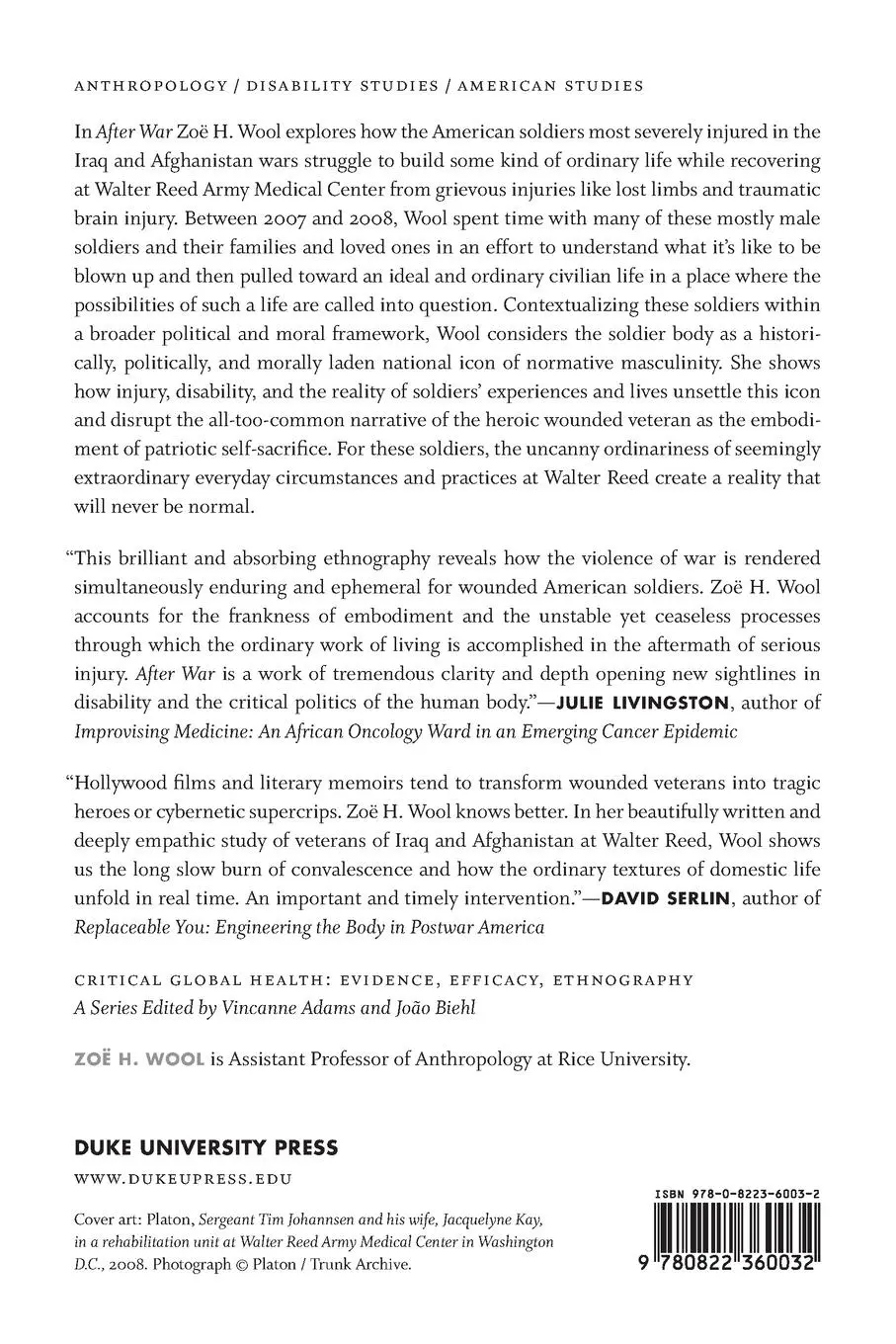 Rückseite: 9780822360032 | After War | The Weight of Life at Walter Reed | Zoë H. Wool | Buch