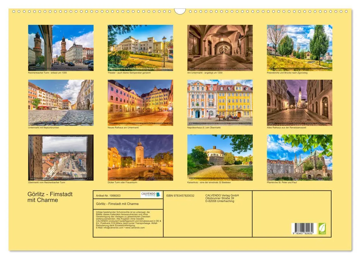 Bild: 9783457820032 | Görlitz - Fimstadt mit Charme (Wandkalender 2026 DIN A2 quer),...