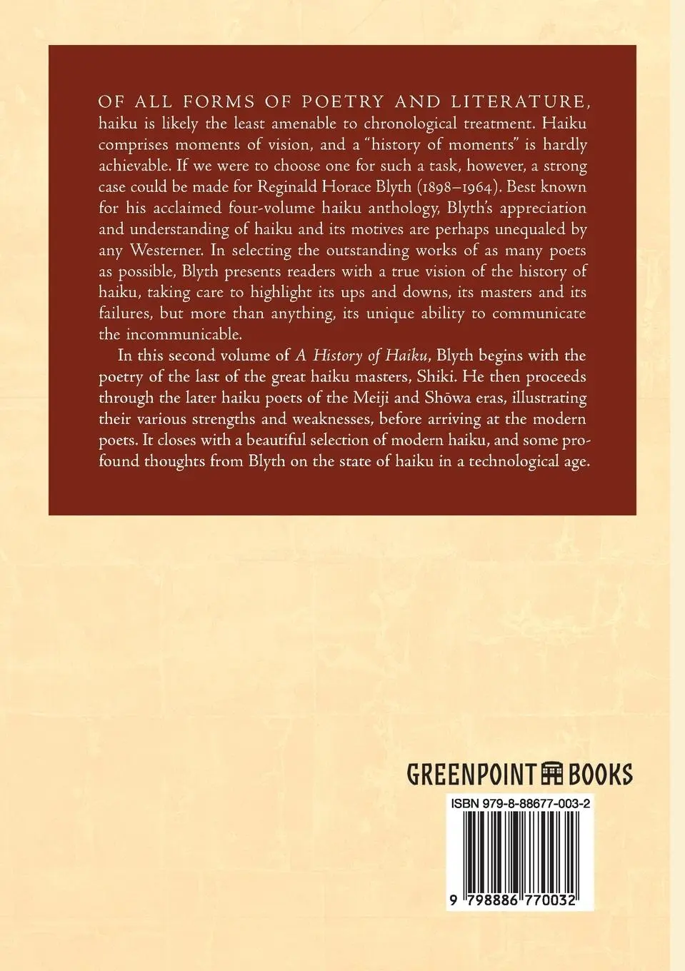 Rückseite: 9798886770032 | A History of Haiku (Volume Two) | From Issa up to the Present | Blyth