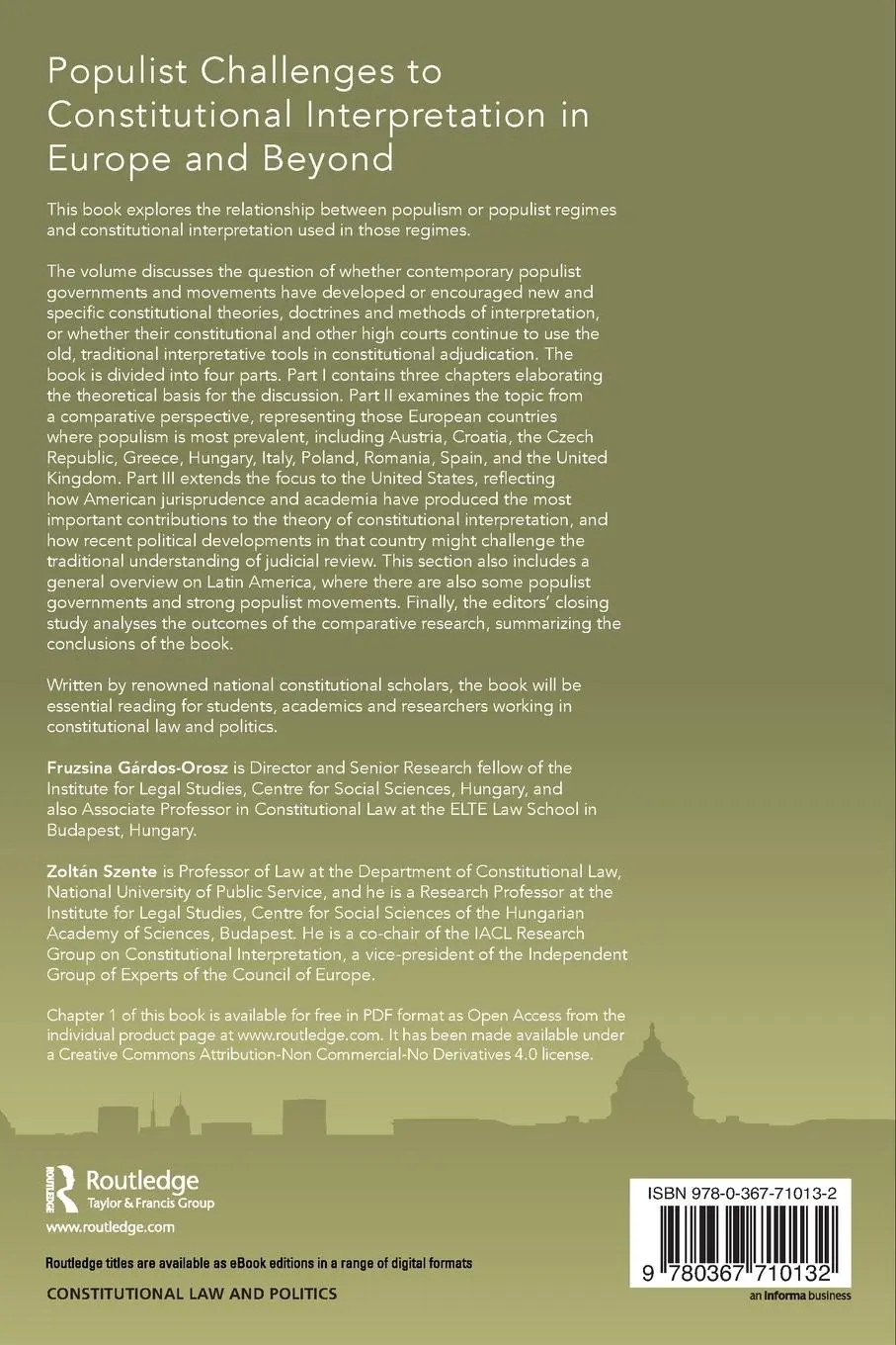 Rückseite: 9780367710132 | Populist Challenges to Constitutional Interpretation in Europe and...