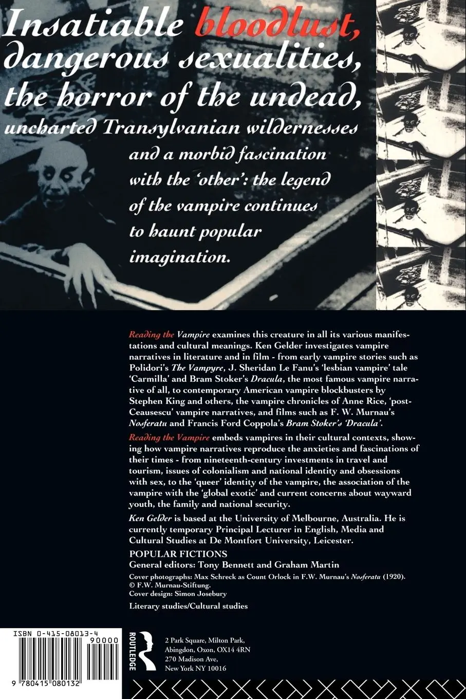 Rückseite: 9780415080132 | Reading the Vampire | Ken Gelder | Taschenbuch | Englisch | 1994