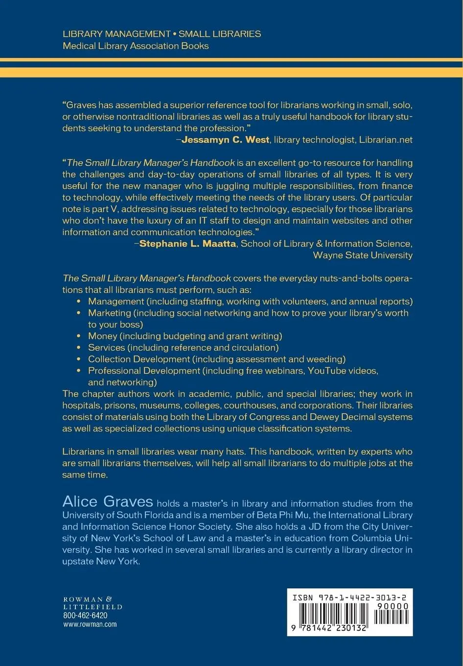 Rückseite: 9781442230132 | The Small Library Manager's Handbook | Alice Graves | Taschenbuch