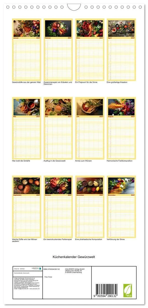Bild: 9783594290132 | Familienplaner 2027 - Küchenkalender Gewürzwelt mit 5 Spalten...