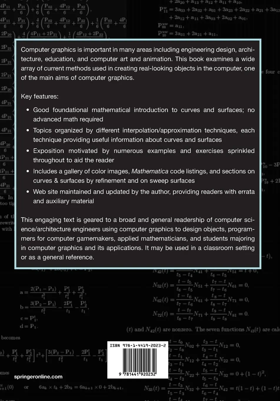 Rückseite: 9781441920232 | Curves and Surfaces for Computer Graphics | David Salomon | Buch | xvi