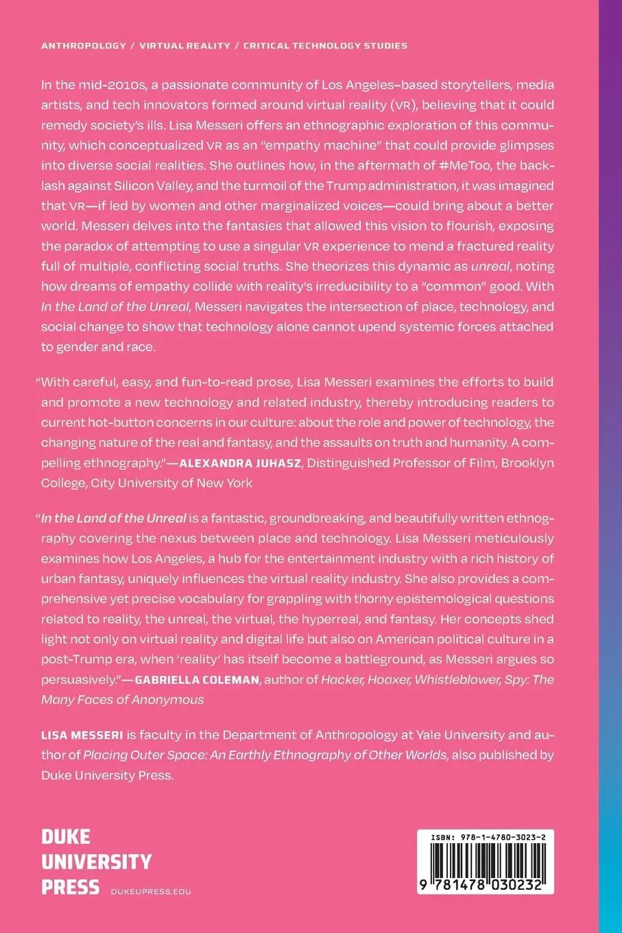 Rückseite: 9781478030232 | In the Land of the Unreal | Virtual and Other Realities in Los Angeles