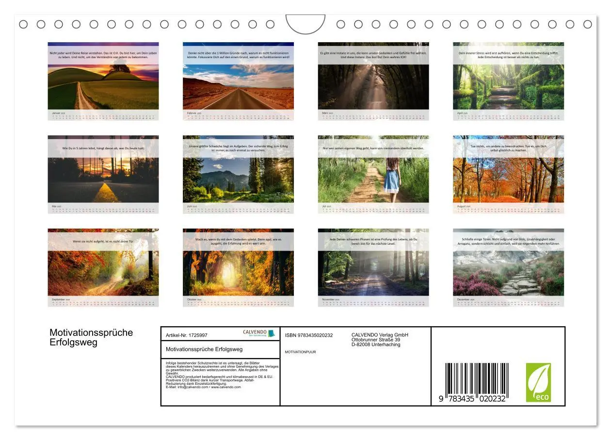 Bild: 9783435020232 | Motivationssprüche Erfolgsweg (Wandkalender 2025 DIN A4 quer),...