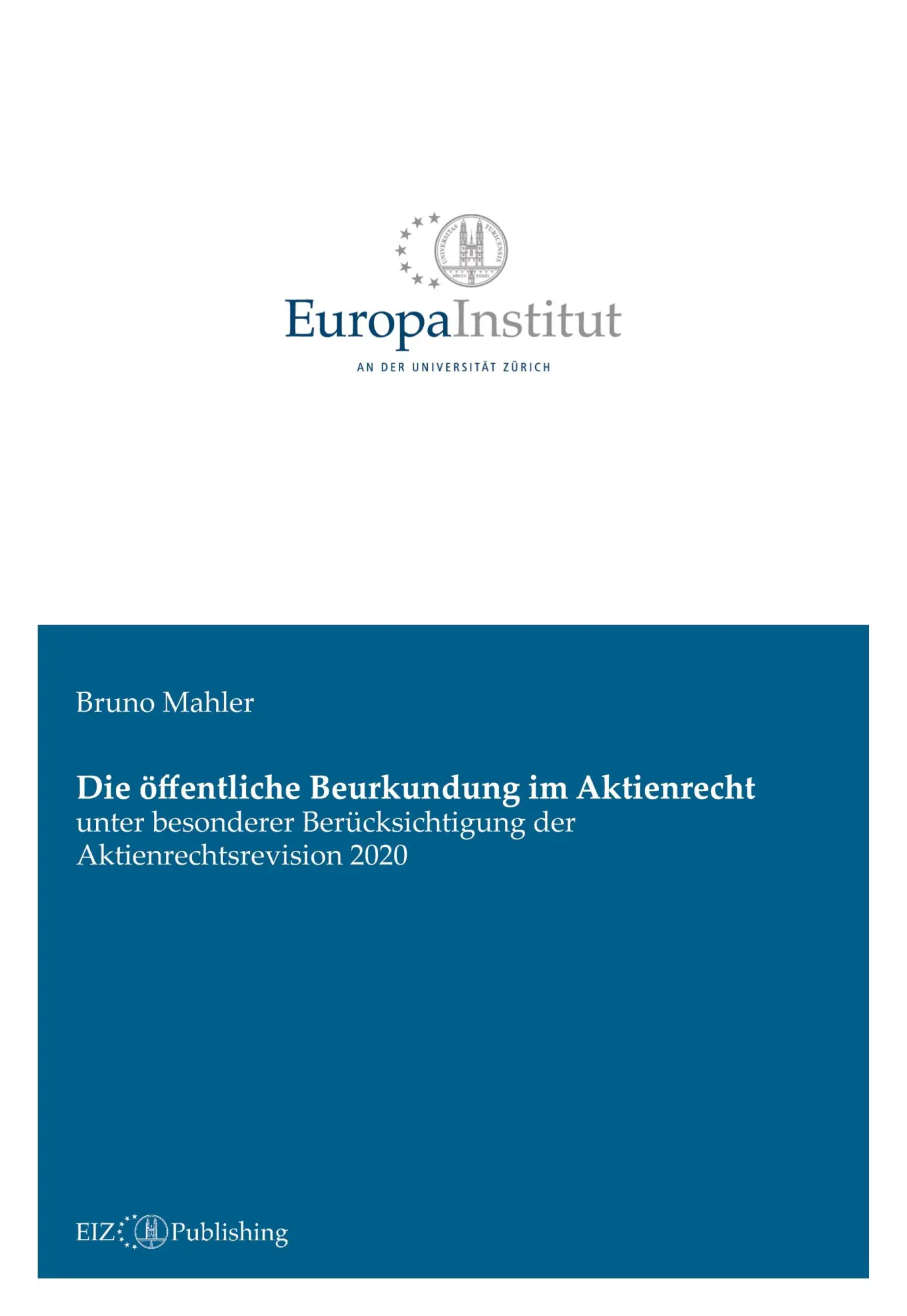 Cover: 9783039940332 | Die öffentliche Beurkundung im Aktienrecht | Bruno Mahler | Buch