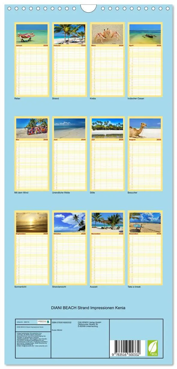 Bild: 9783516500332 | Familienplaner 2026 - DIANI BEACH Strand Impressionen Kenia mit 5...