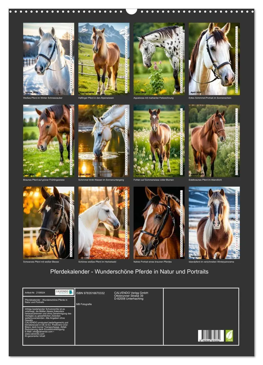 Bild: 9783516670332 | Pferdekalender - Wunderschöne Pferde in Natur und Portraits...
