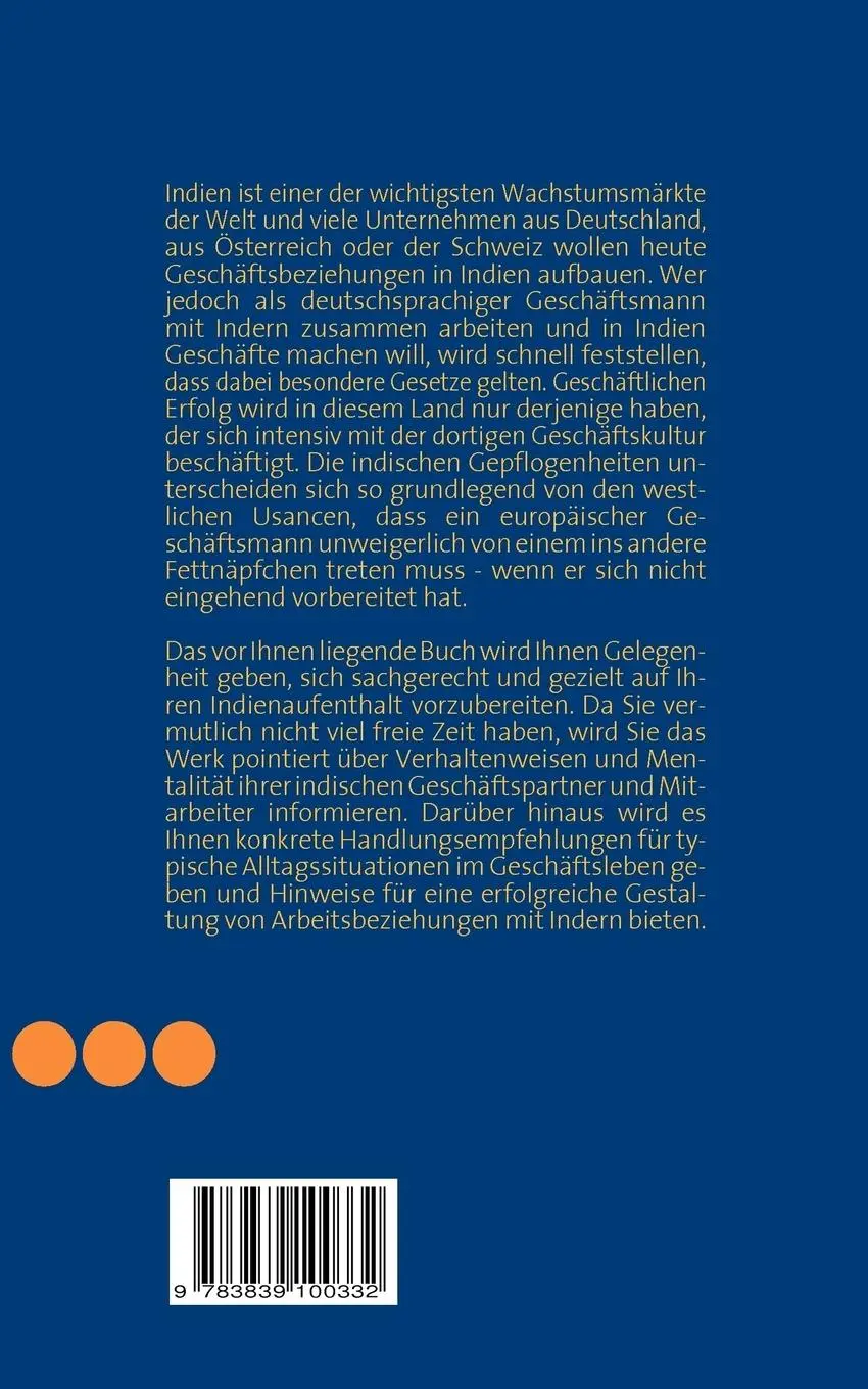 Rückseite: 9783839100332 | Business-Knigge für deutsche Manager in Indien | Jens Bölscher | Buch