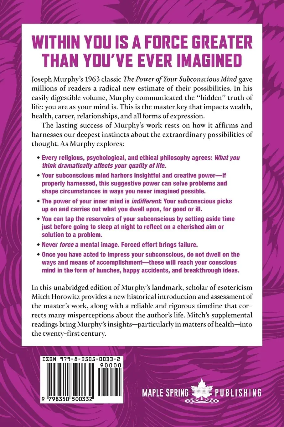 Rückseite: 9798350500332 | The Power of Your Subconscious Mind | Joseph Murphy | Taschenbuch