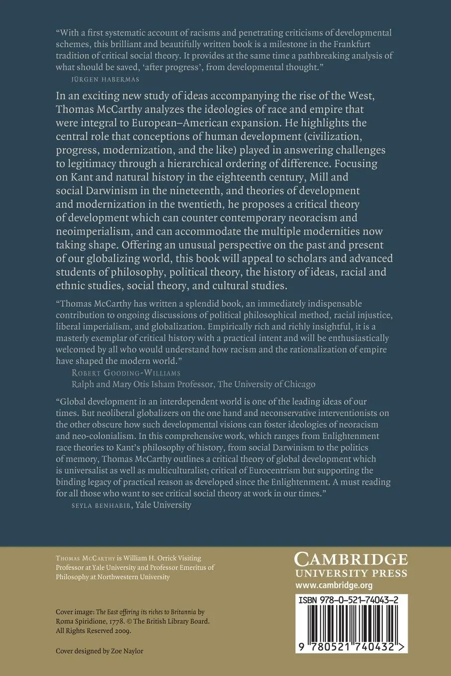 Rückseite: 9780521740432 | Race, Empire, and the Idea of Human Development | Thomas Mccarthy