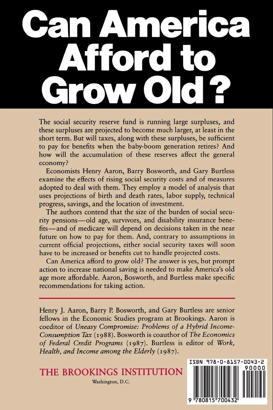 Rückseite: 9780815700432 | Can America Afford to Grow Old? | Paying for Social Security | Buch