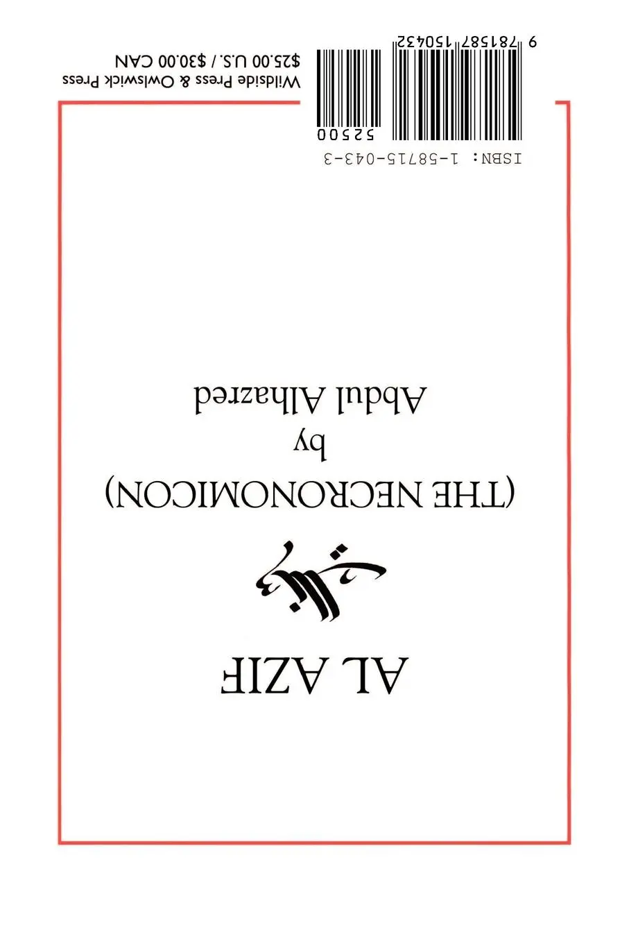 Rückseite: 9781587150432 | Al Azif | The Necronomicon | Abdul Alhazred | Taschenbuch