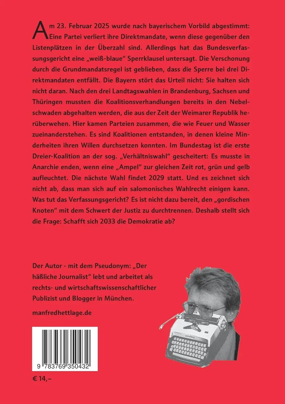 Rückseite: 9783769350432 | Wie wählen wir 2029, wie 2033? | Manfred C. Hettlage | Taschenbuch