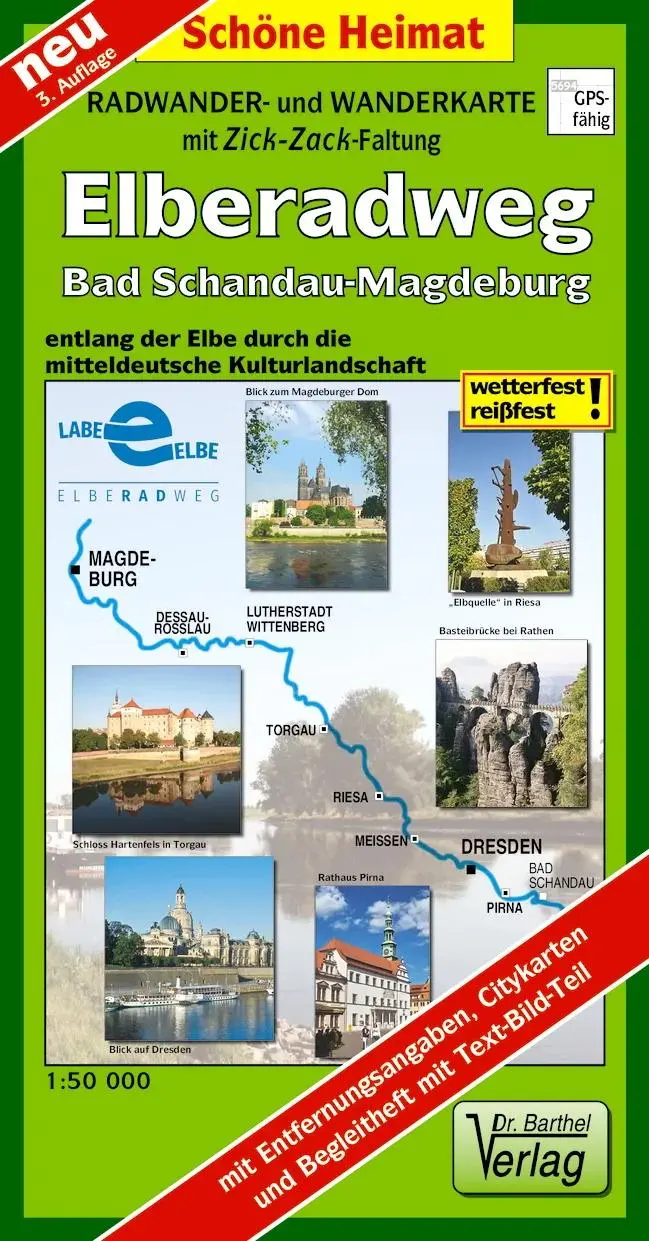 Cover: 9783895910432 | Radwanderkarte Elberadweg Bad Schandau - Magdeburg 1 : 50 000 | 2009