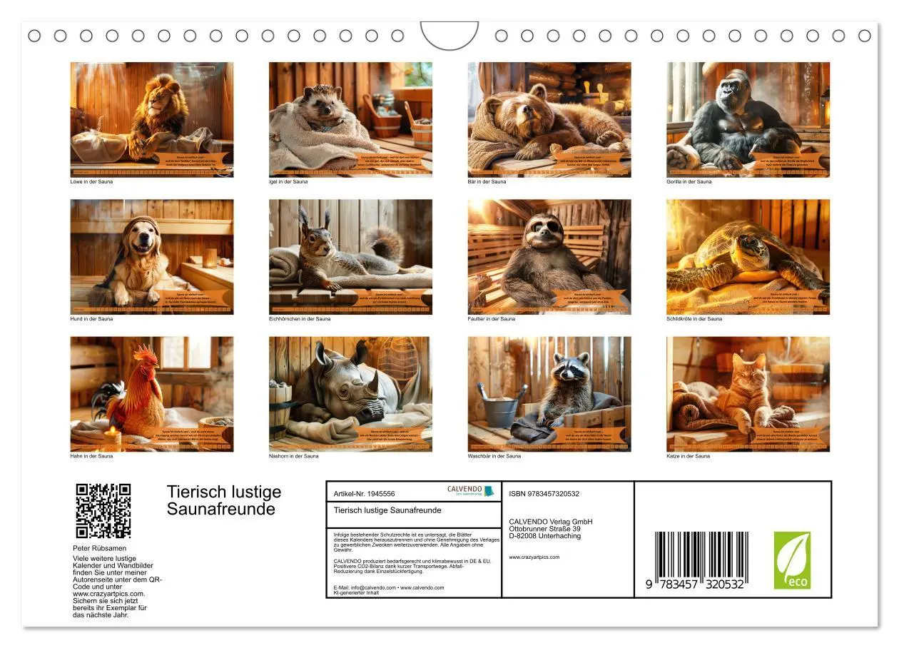 Bild: 9783457320532 | Tierisch lustige Saunafreunde (Wandkalender 2026 DIN A4 quer),...