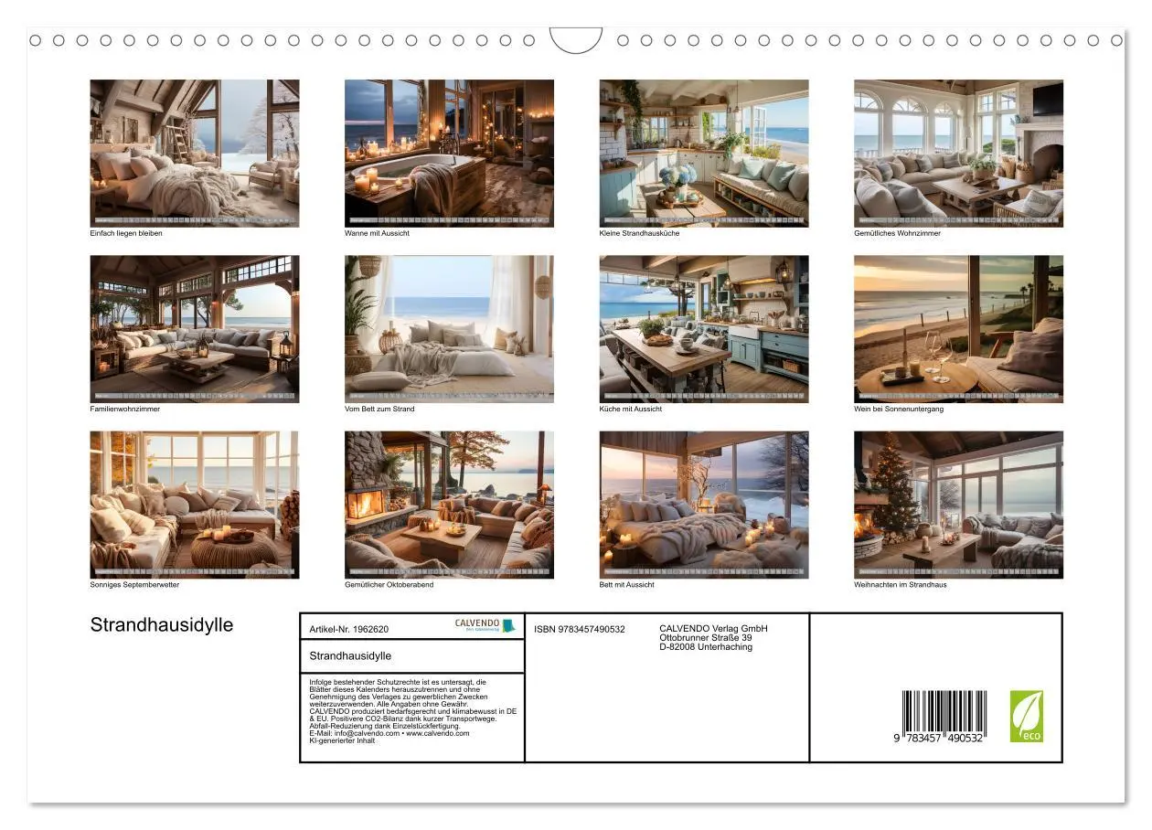 Bild: 9783457490532 | Strandhausidylle (Wandkalender 2026 DIN A3 quer), CALVENDO...