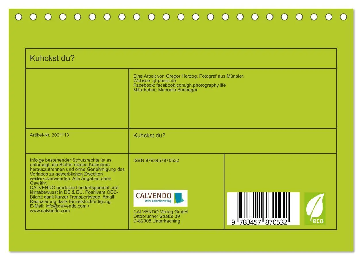 Bild: 9783457870532 | Kuhckst du? (Tischkalender 2026 DIN A5 quer), CALVENDO Monatskalender