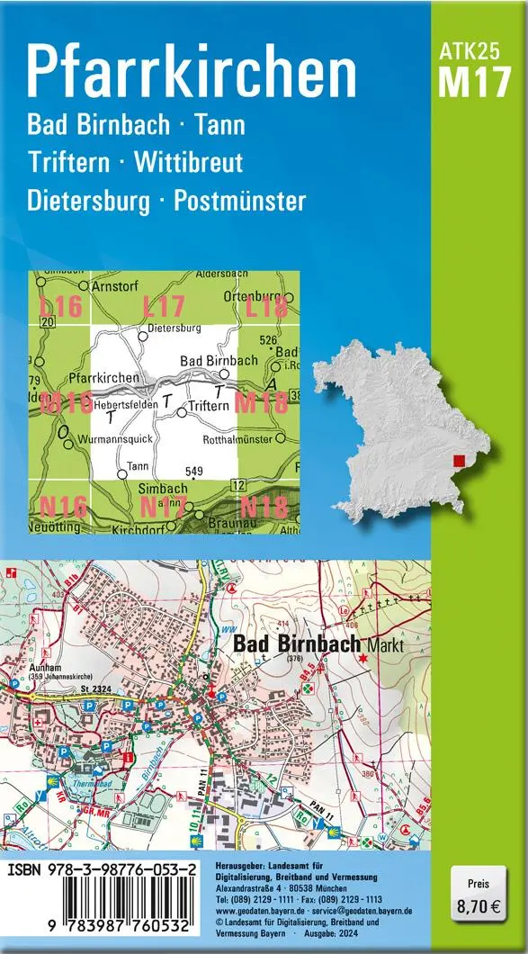 Rückseite: 9783987760532 | ATK25-M17 Pfarrkirchen (Amtliche Topographische Karte 1:25000) | 2024