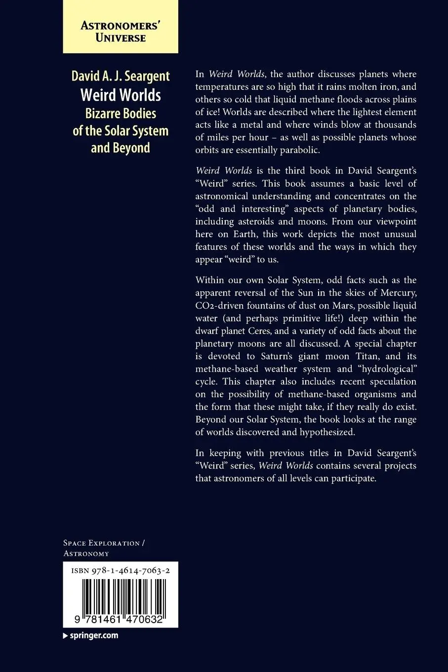 Rückseite: 9781461470632 | Weird Worlds | Bizarre Bodies of the Solar System and Beyond | Buch