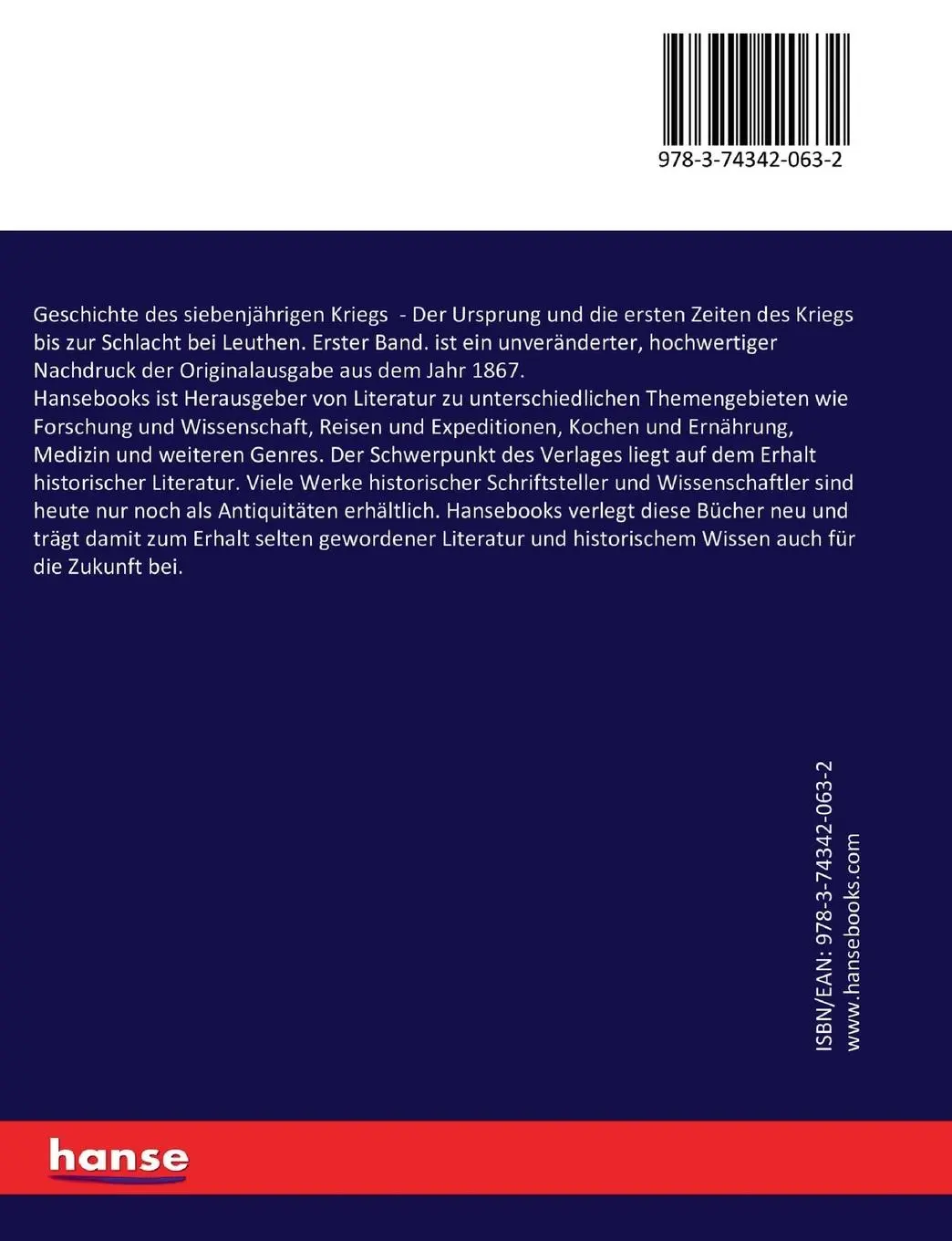 Rückseite: 9783743420632 | Geschichte des siebenjährigen Kriegs | Arnold Dietrich Schaefer | Buch