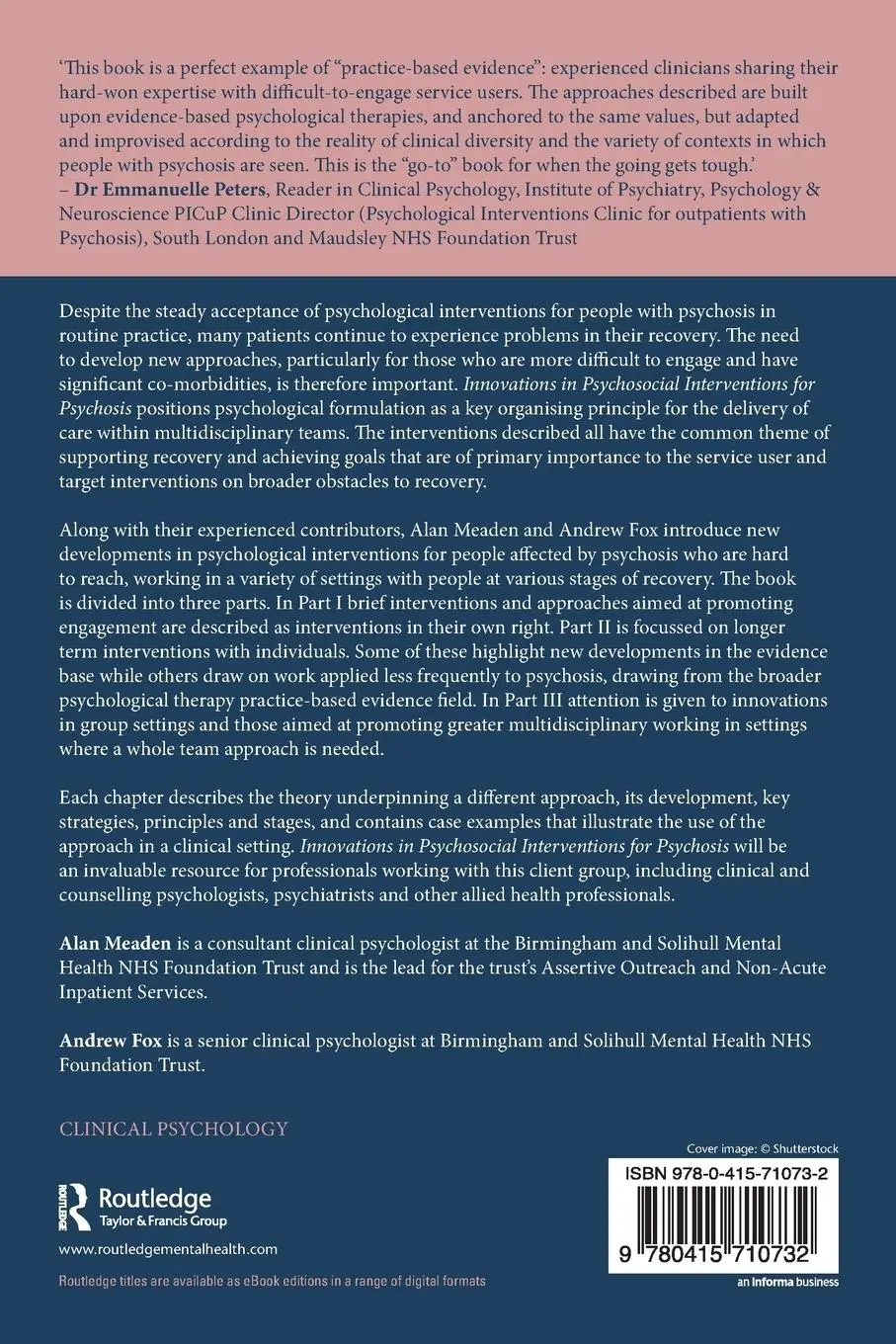 Rückseite: 9780415710732 | Innovations in Psychosocial Interventions for Psychosis | Taschenbuch