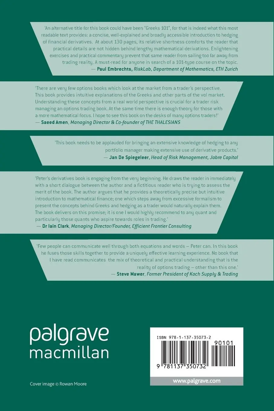 Rückseite: 9781137350732 | The Greeks and Hedging Explained | Peter Leoni | Taschenbuch | xiv