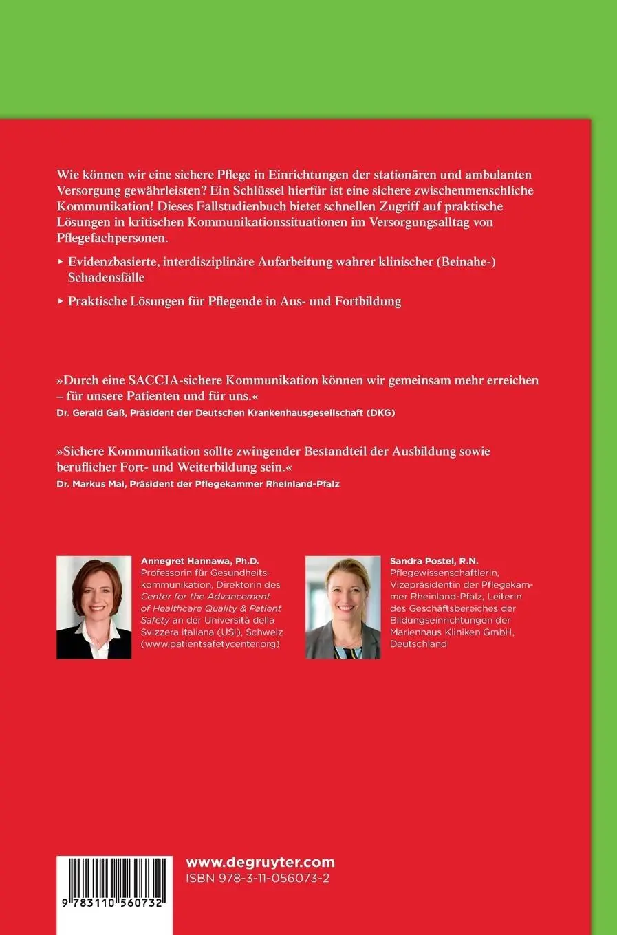 Rückseite: 9783110560732 | SACCIA - Sichere Kommunikation | Annegret Hannawa | Buch | XXVI | 2018