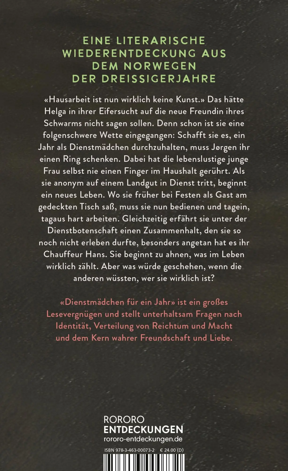Rückseite: 9783463000732 | Dienstmädchen für ein Jahr | Sigrid Boo | Buch | 272 S. | Deutsch