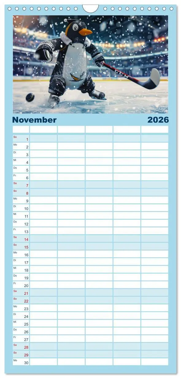Bild: 9783516490732 | Familienplaner 2026 - Der tierisch lustige Eishockey Kalender mit 5...