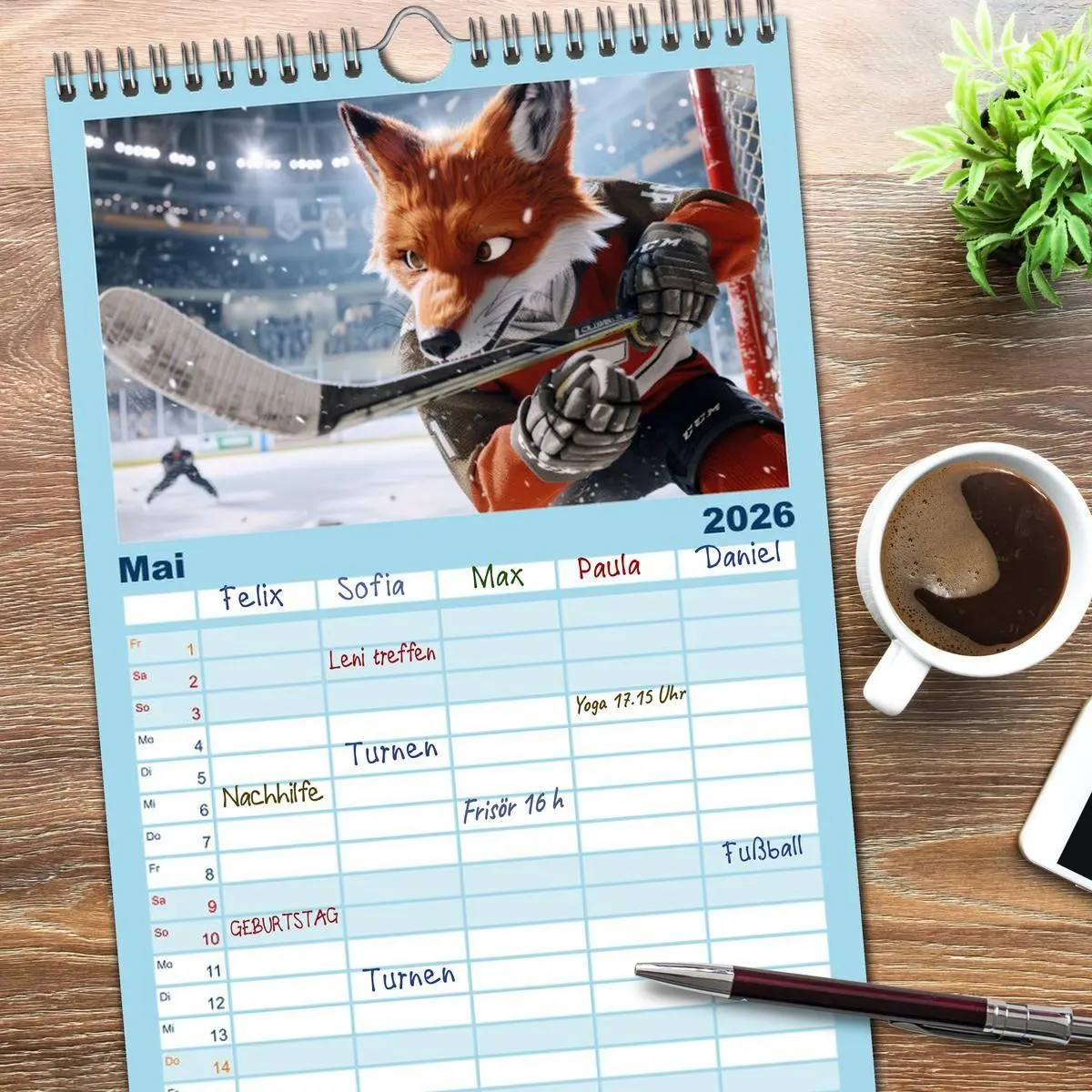 Bild: 9783516490732 | Familienplaner 2026 - Der tierisch lustige Eishockey Kalender mit 5...
